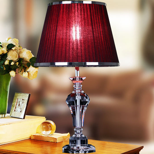 Urn-Shaped Table Light Contemporary Faceted Crystal 23"/25" Long 1 Head Red Small Desk Lamp Red Clearhalo 'Lamps' 'Table Lamps' Lighting' 503844