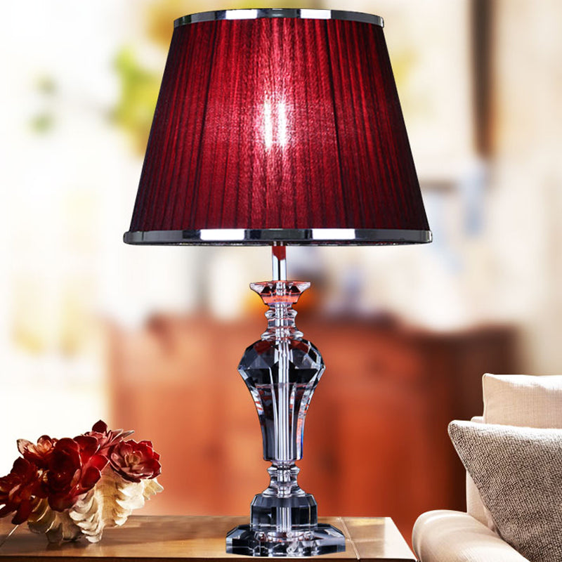 Urn-Shaped Table Light Contemporary Faceted Crystal 23"/25" Long 1 Head Red Small Desk Lamp Clearhalo 'Lamps' 'Table Lamps' Lighting' 503845