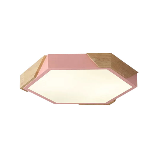 Kindergarten Classroom Hexagon Ceiling Lamp Acrylic Nordic Style LED Flush Mount Light Clearhalo 'Ceiling Lights' 'Close To Ceiling Lights' 'Close to ceiling' 'Flush mount' Lighting' 50504