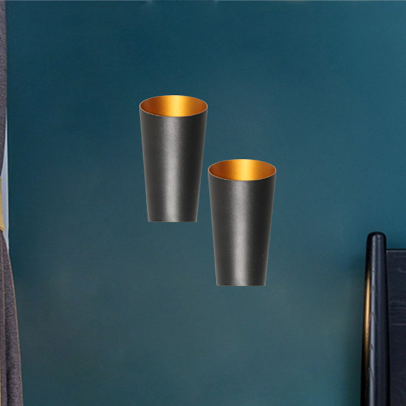 LED Bedside Sconce Light Fixture Modernism Black/White Finish Wall Lamp with Cylinder Aluminum Shade Clearhalo 'Cast Iron' 'Glass' 'Industrial' 'Modern wall lights' 'Modern' 'Tiffany' 'Traditional wall lights' 'Wall Lamps & Sconces' 'Wall Lights' Lighting' 505196