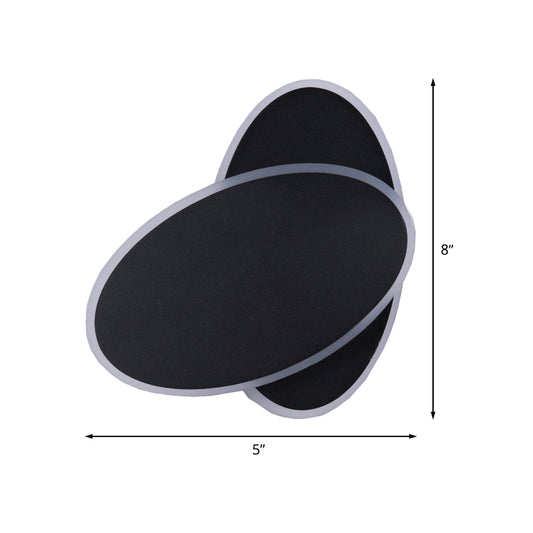 Double Oval Bedside Wall Lighting Aluminum LED Simple Wall Sconce Lamp in Black, White/Warm Light Clearhalo 'Cast Iron' 'Glass' 'Industrial' 'Modern wall lights' 'Modern' 'Tiffany' 'Traditional wall lights' 'Wall Lamps & Sconces' 'Wall Lights' Lighting' 505206