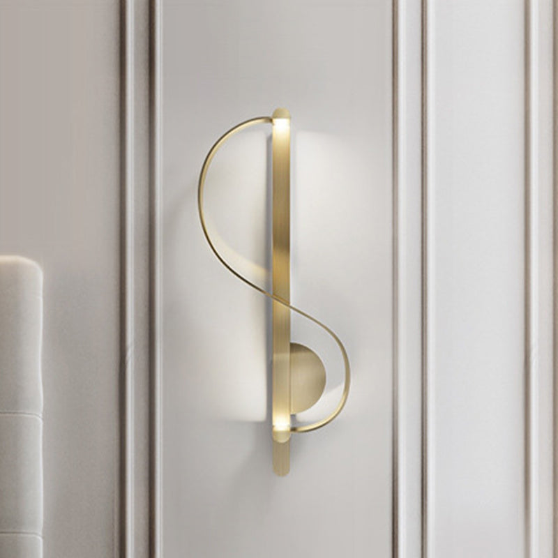 Gold S-Shape Wall Mount Fixture Modern LED Metal Sconce Lighting Fixture for Corner Clearhalo 'Cast Iron' 'Glass' 'Industrial' 'Modern wall lights' 'Modern' 'Tiffany' 'Traditional wall lights' 'Wall Lamps & Sconces' 'Wall Lights' Lighting' 505237