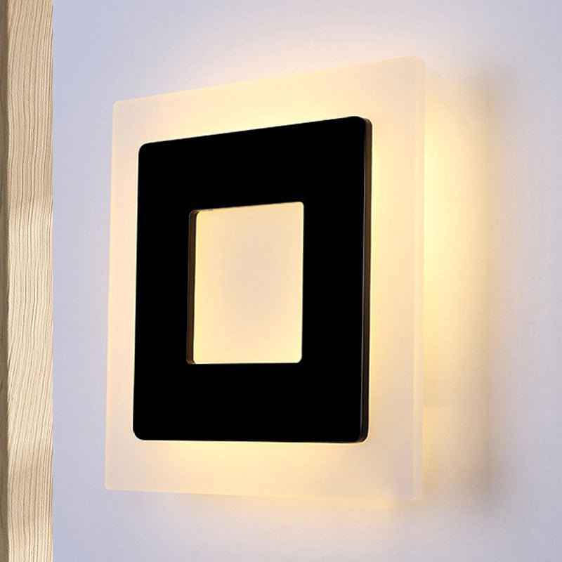 Acrylic Square Sconce Light Minimalist LED Black Wall Mount Lamp Fixture in White/Warm Light Clearhalo 'Cast Iron' 'Glass' 'Industrial' 'Modern wall lights' 'Modern' 'Tiffany' 'Traditional wall lights' 'Wall Lamps & Sconces' 'Wall Lights' Lighting' 505247