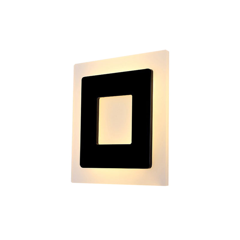 Acrylic Square Sconce Light Minimalist LED Black Wall Mount Lamp Fixture in White/Warm Light Clearhalo 'Cast Iron' 'Glass' 'Industrial' 'Modern wall lights' 'Modern' 'Tiffany' 'Traditional wall lights' 'Wall Lamps & Sconces' 'Wall Lights' Lighting' 505248