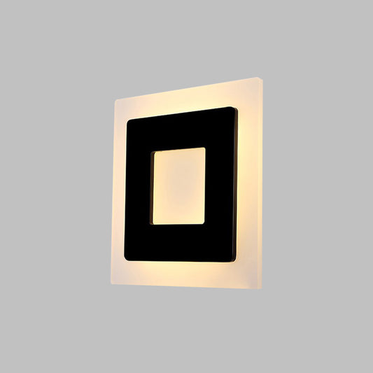 Acrylic Square Sconce Light Minimalist LED Black Wall Mount Lamp Fixture in White/Warm Light Clearhalo 'Cast Iron' 'Glass' 'Industrial' 'Modern wall lights' 'Modern' 'Tiffany' 'Traditional wall lights' 'Wall Lamps & Sconces' 'Wall Lights' Lighting' 505249