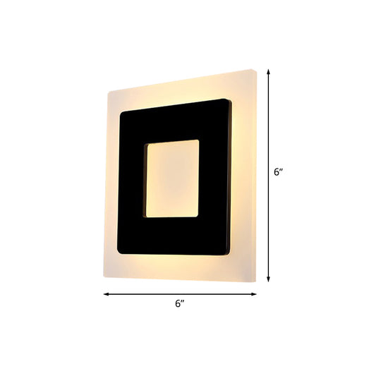 Acrylic Square Sconce Light Minimalist LED Black Wall Mount Lamp Fixture in White/Warm Light Clearhalo 'Cast Iron' 'Glass' 'Industrial' 'Modern wall lights' 'Modern' 'Tiffany' 'Traditional wall lights' 'Wall Lamps & Sconces' 'Wall Lights' Lighting' 505250