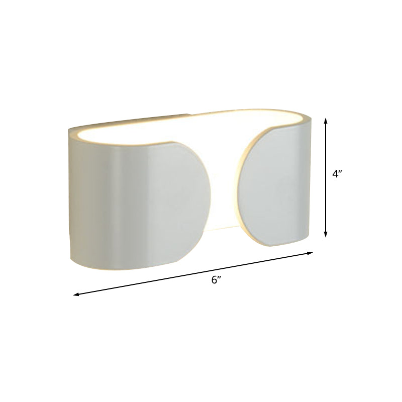 White Curved Rectangle Wall Mount Light Fixture Modern LED Aluminum Wall Sconce in White/Warm Light Clearhalo 'Cast Iron' 'Glass' 'Industrial' 'Modern wall lights' 'Modern' 'Tiffany' 'Traditional wall lights' 'Wall Lamps & Sconces' 'Wall Lights' Lighting' 505255