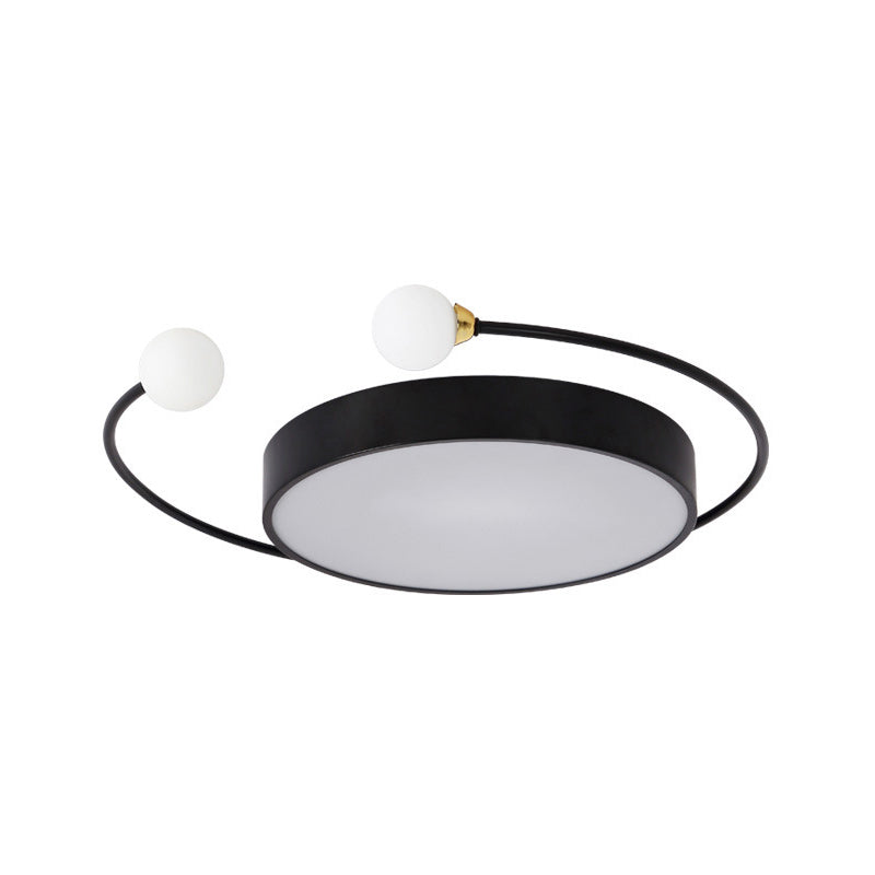 Black/Grey Drum Flush Ceiling Light Modern LED Metal Flush Mount Lamp with 2-Modo Light in White/Warm Light Clearhalo 'Ceiling Lights' 'Close To Ceiling Lights' 'Close to ceiling' 'Flush mount' Lighting' 505366