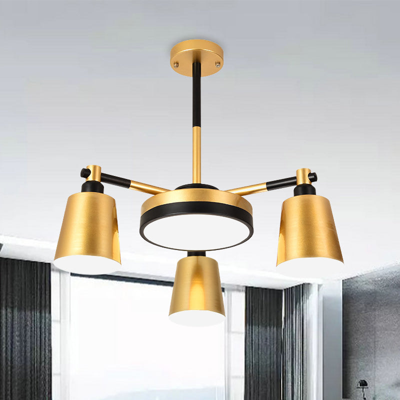 Modernist Barrel and Round Chandelier Iron 3/5/6 Lights Living Room Ceiling Hang Fixture in Gold Clearhalo 'Ceiling Lights' 'Chandeliers' 'Modern Chandeliers' 'Modern' Lighting' 505851