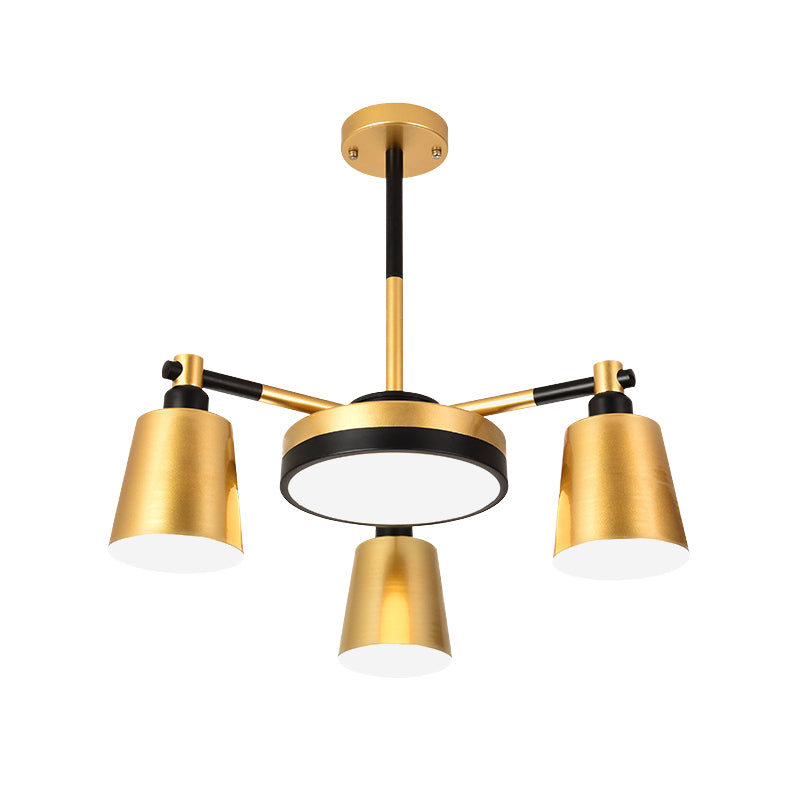 Modernist Barrel and Round Chandelier Iron 3/5/6 Lights Living Room Ceiling Hang Fixture in Gold Clearhalo 'Ceiling Lights' 'Chandeliers' 'Modern Chandeliers' 'Modern' Lighting' 505852