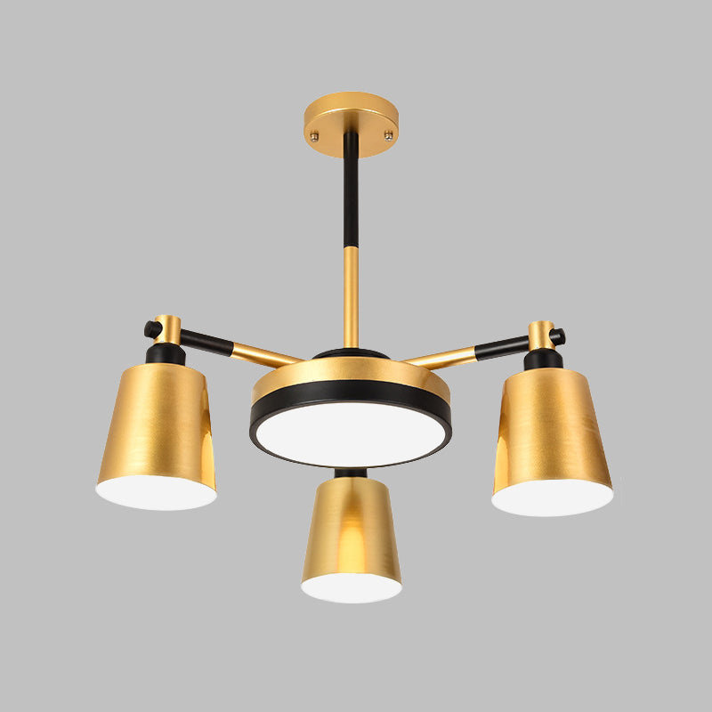 Modernist Barrel and Round Chandelier Iron 3/5/6 Lights Living Room Ceiling Hang Fixture in Gold Clearhalo 'Ceiling Lights' 'Chandeliers' 'Modern Chandeliers' 'Modern' Lighting' 505853