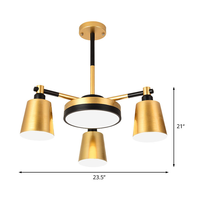 Modernist Barrel and Round Chandelier Iron 3/5/6 Lights Living Room Ceiling Hang Fixture in Gold Clearhalo 'Ceiling Lights' 'Chandeliers' 'Modern Chandeliers' 'Modern' Lighting' 505854