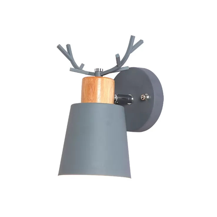 Nordic Stylish Bucket Sconce Light Rotatable Metal 1 Light Wall Light with Antlers for Study Room Clearhalo 'Wall Lamps & Sconces' 'Wall Lights' Lighting' 50600