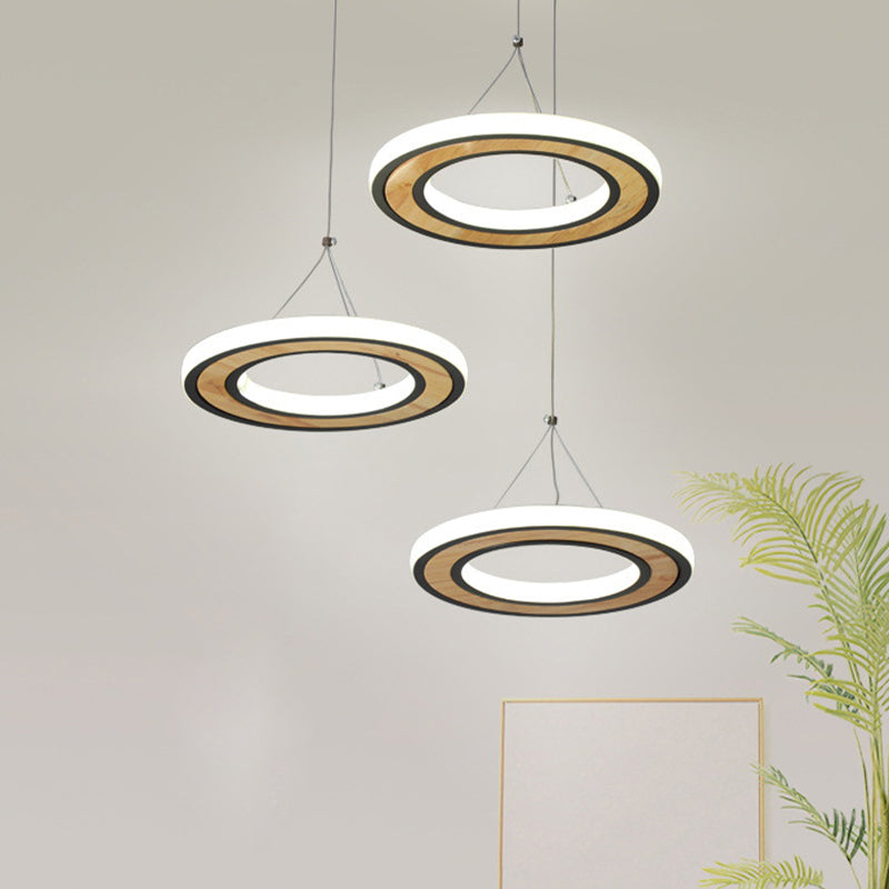 Metal Ring LED Ceiling Lighting Modern Style 3 Lights Multi Lamp Pendant in Black for Living Room Black Clearhalo 'Ceiling Lights' 'Modern Pendants' 'Modern' 'Pendant Lights' 'Pendants' Lighting' 506298