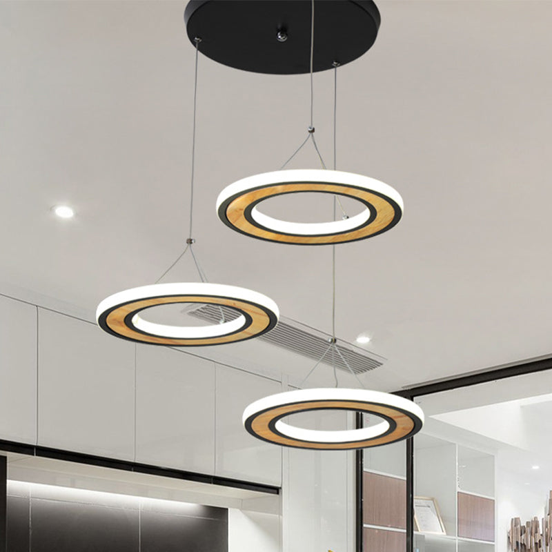 Metal Ring LED Ceiling Lighting Modern Style 3 Lights Multi Lamp Pendant in Black for Living Room Clearhalo 'Ceiling Lights' 'Modern Pendants' 'Modern' 'Pendant Lights' 'Pendants' Lighting' 506299