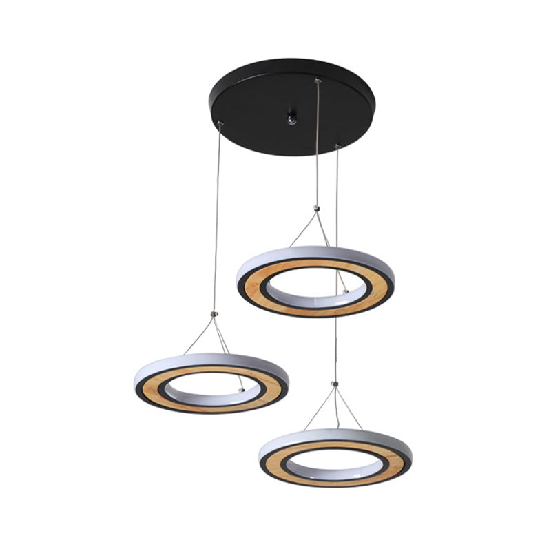 Metal Ring LED Ceiling Lighting Modern Style 3 Lights Multi Lamp Pendant in Black for Living Room Clearhalo 'Ceiling Lights' 'Modern Pendants' 'Modern' 'Pendant Lights' 'Pendants' Lighting' 506301