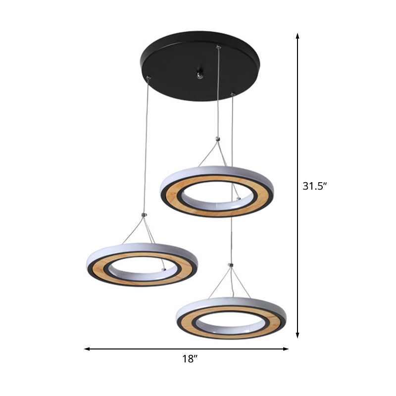 Metal Ring LED Ceiling Lighting Modern Style 3 Lights Multi Lamp Pendant in Black for Living Room Clearhalo 'Ceiling Lights' 'Modern Pendants' 'Modern' 'Pendant Lights' 'Pendants' Lighting' 506302