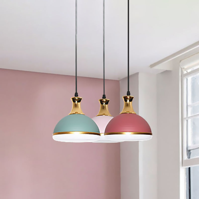 Dome Metal Hanging Light Kit Simple 3-Bulb Black Finish Cluster Pendant Lamp over Dining Table Black Clearhalo 'Ceiling Lights' 'Modern Pendants' 'Modern' 'Pendant Lights' 'Pendants' Lighting' 506308