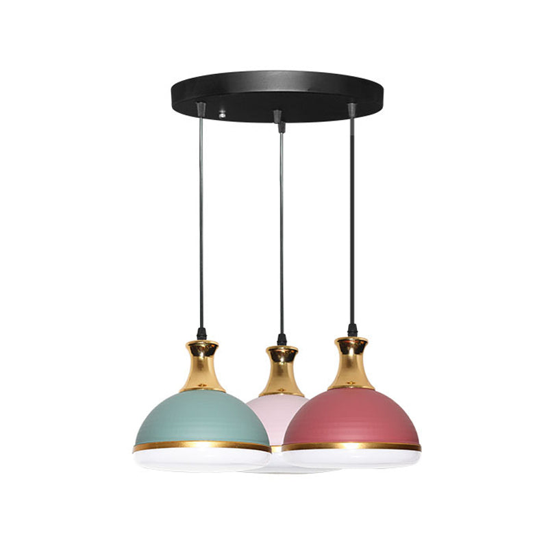 Dome Metal Hanging Light Kit Simple 3-Bulb Black Finish Cluster Pendant Lamp over Dining Table Clearhalo 'Ceiling Lights' 'Modern Pendants' 'Modern' 'Pendant Lights' 'Pendants' Lighting' 506311