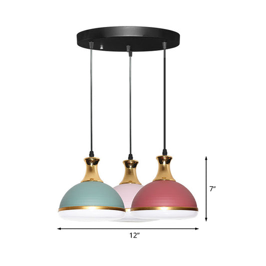 Dome Metal Hanging Light Kit Simple 3-Bulb Black Finish Cluster Pendant Lamp over Dining Table Clearhalo 'Ceiling Lights' 'Modern Pendants' 'Modern' 'Pendant Lights' 'Pendants' Lighting' 506312