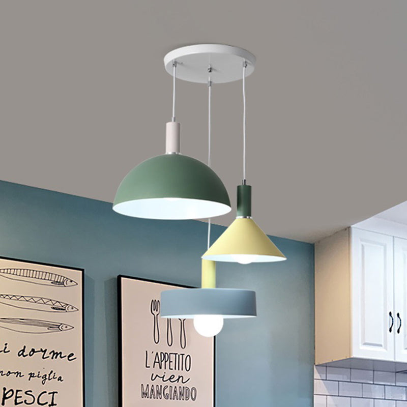 White Geometry Cluster Pendant Light Nordic Style 3-Head Metallic Suspension Lamp White Clearhalo 'Ceiling Lights' 'Modern Pendants' 'Modern' 'Pendant Lights' 'Pendants' Lighting' 506318