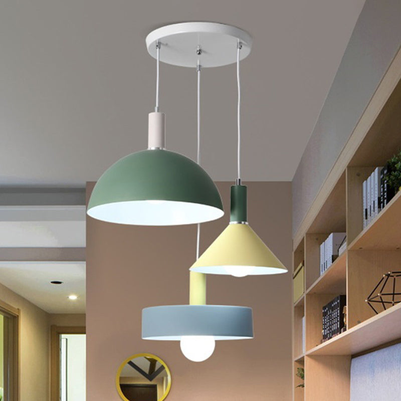 White Geometry Cluster Pendant Light Nordic Style 3-Head Metallic Suspension Lamp Clearhalo 'Ceiling Lights' 'Modern Pendants' 'Modern' 'Pendant Lights' 'Pendants' Lighting' 506319