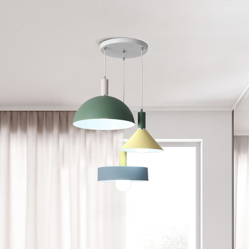 White Geometry Cluster Pendant Light Nordic Style 3-Head Metallic Suspension Lamp Clearhalo 'Ceiling Lights' 'Modern Pendants' 'Modern' 'Pendant Lights' 'Pendants' Lighting' 506320