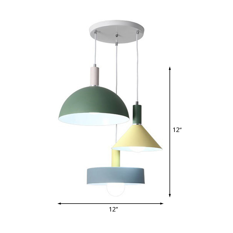 White Geometry Cluster Pendant Light Nordic Style 3-Head Metallic Suspension Lamp Clearhalo 'Ceiling Lights' 'Modern Pendants' 'Modern' 'Pendant Lights' 'Pendants' Lighting' 506322