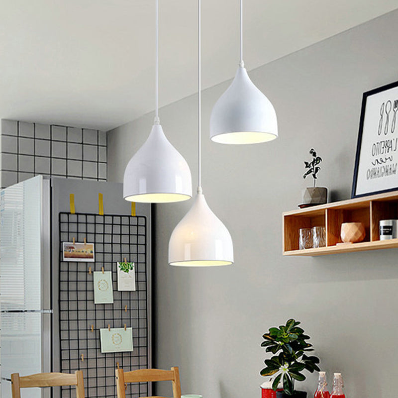 Onion Multi Light Pendant Modern Metallic 3 Lights White Finish Hanging Ceiling Lamp White Clearhalo 'Ceiling Lights' 'Modern Pendants' 'Modern' 'Pendant Lights' 'Pendants' Lighting' 506334