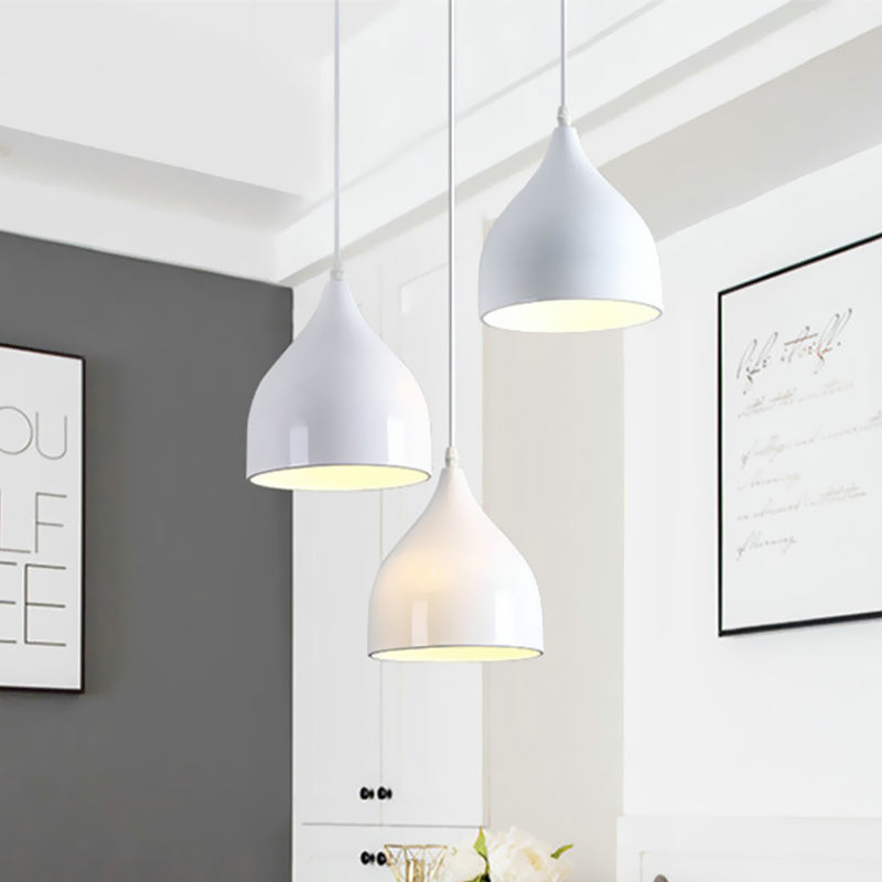 Onion Multi Light Pendant Modern Metallic 3 Lights White Finish Hanging Ceiling Lamp Clearhalo 'Ceiling Lights' 'Modern Pendants' 'Modern' 'Pendant Lights' 'Pendants' Lighting' 506335