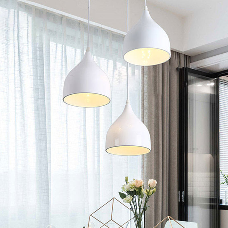 Onion Multi Light Pendant Modern Metallic 3 Lights White Finish Hanging Ceiling Lamp Clearhalo 'Ceiling Lights' 'Modern Pendants' 'Modern' 'Pendant Lights' 'Pendants' Lighting' 506336