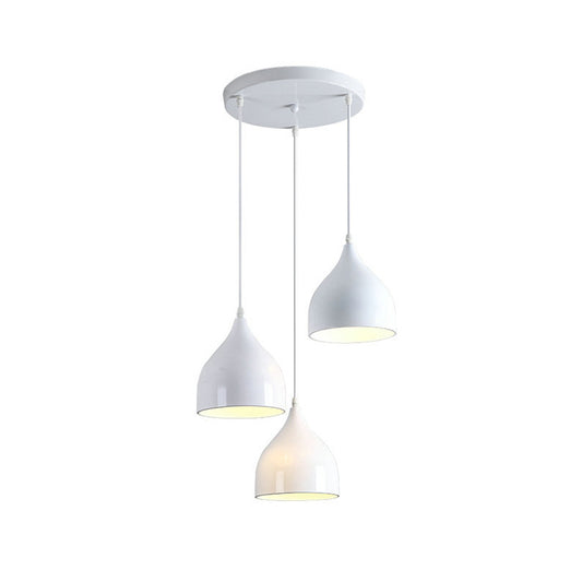 Onion Multi Light Pendant Modern Metallic 3 Lights White Finish Hanging Ceiling Lamp Clearhalo 'Ceiling Lights' 'Modern Pendants' 'Modern' 'Pendant Lights' 'Pendants' Lighting' 506337