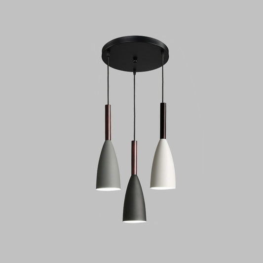 Small Bell Dining Room Hanging Light Iron 3-Light Black Multi Lamp Pendant with Round Canopy Clearhalo 'Ceiling Lights' 'Modern Pendants' 'Modern' 'Pendant Lights' 'Pendants' Lighting' 506342