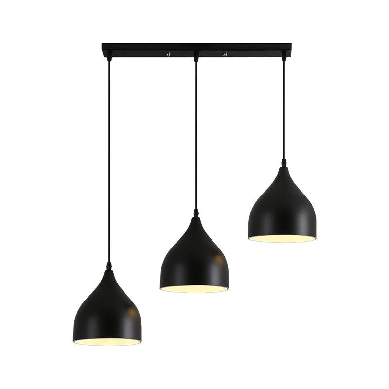 Metallic Onion Cluster Pendant Lamp Contemporary 3 Heads Black Down Lighting with Linear Canopy Clearhalo 'Ceiling Lights' 'Modern Pendants' 'Modern' 'Pendant Lights' 'Pendants' Lighting' 506347