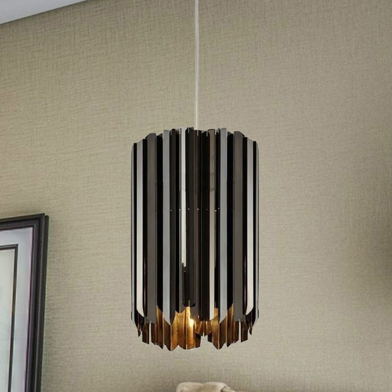 Modern 1-Light Pendant Ceiling Lamp with Metal Shade Black/Chrome/Gold Finish Cylindrical Hanging Light Kit Clearhalo 'Ceiling Lights' 'Modern Pendants' 'Modern' 'Pendant Lights' 'Pendants' Lighting' 506390