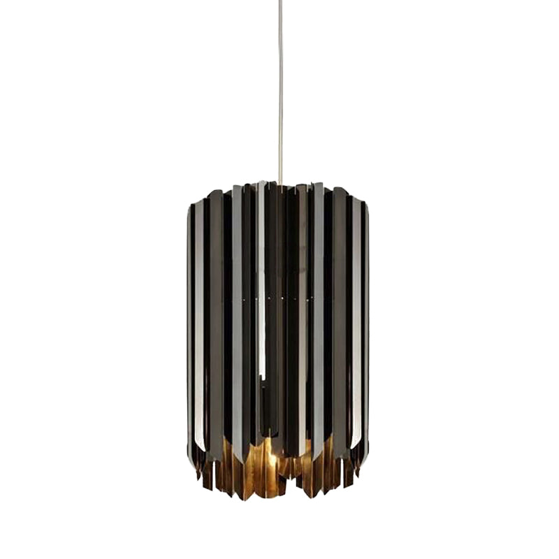 Modern 1-Light Pendant Ceiling Lamp with Metal Shade Black/Chrome/Gold Finish Cylindrical Hanging Light Kit Clearhalo 'Ceiling Lights' 'Modern Pendants' 'Modern' 'Pendant Lights' 'Pendants' Lighting' 506391