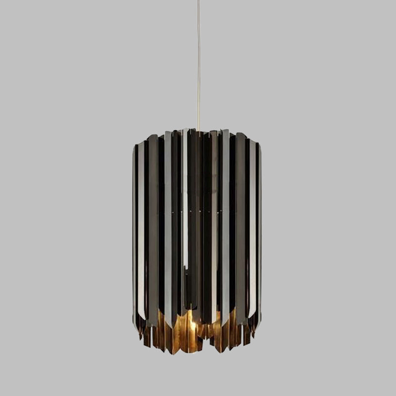 Modern 1-Light Pendant Ceiling Lamp with Metal Shade Black/Chrome/Gold Finish Cylindrical Hanging Light Kit Clearhalo 'Ceiling Lights' 'Modern Pendants' 'Modern' 'Pendant Lights' 'Pendants' Lighting' 506392