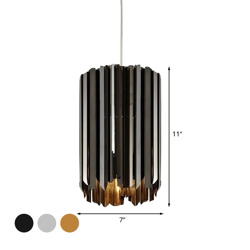 Modern 1-Light Pendant Ceiling Lamp with Metal Shade Black/Chrome/Gold Finish Cylindrical Hanging Light Kit Clearhalo 'Ceiling Lights' 'Modern Pendants' 'Modern' 'Pendant Lights' 'Pendants' Lighting' 506393