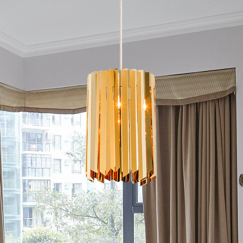 Modern 1-Light Pendant Ceiling Lamp with Metal Shade Black/Chrome/Gold Finish Cylindrical Hanging Light Kit Clearhalo 'Ceiling Lights' 'Modern Pendants' 'Modern' 'Pendant Lights' 'Pendants' Lighting' 506395