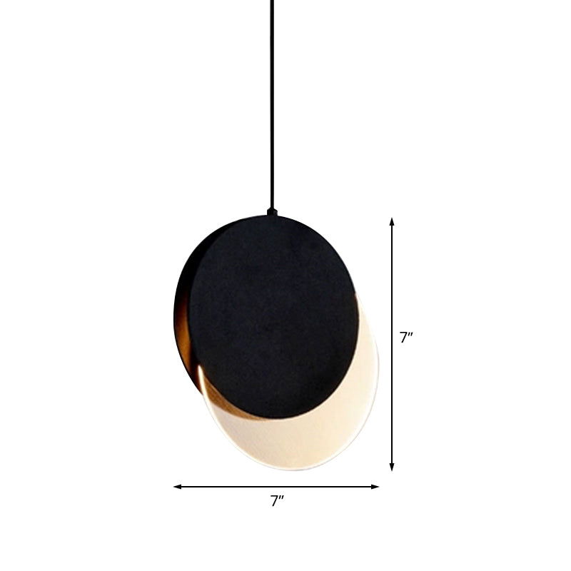 Circle Hanging Lighting Simple Metallic LED Bedroom Suspended Pendant Lamp in Back with New-Moon Design Clearhalo 'Ceiling Lights' 'Modern Pendants' 'Modern' 'Pendant Lights' 'Pendants' Lighting' 506404