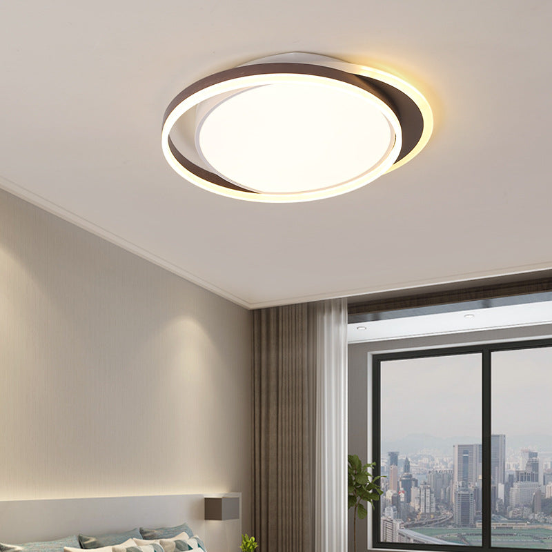 Brown Orbit Flush Mount Ceiling Light Simple 16"/19.5" Wide Acrylic LED Flush Light Fixture in Warm/White Light for Living Room Brown Clearhalo 'Ceiling Lights' 'Close To Ceiling Lights' 'Close to ceiling' 'Flush mount' Lighting' 506443