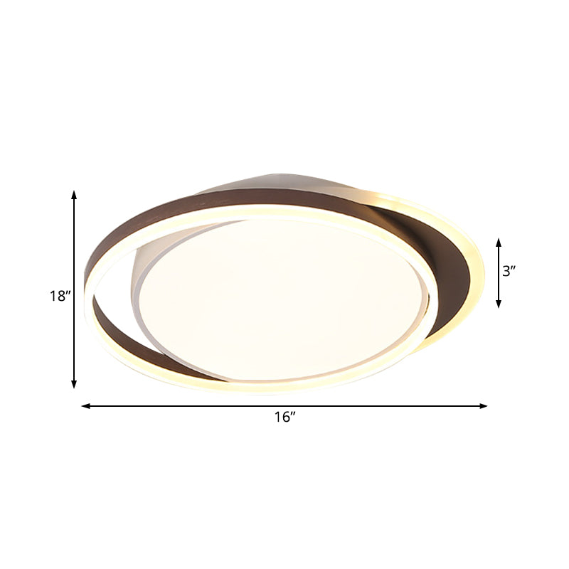 Brown Orbit Flush Mount Ceiling Light Simple 16"/19.5" Wide Acrylic LED Flush Light Fixture in Warm/White Light for Living Room Clearhalo 'Ceiling Lights' 'Close To Ceiling Lights' 'Close to ceiling' 'Flush mount' Lighting' 506447