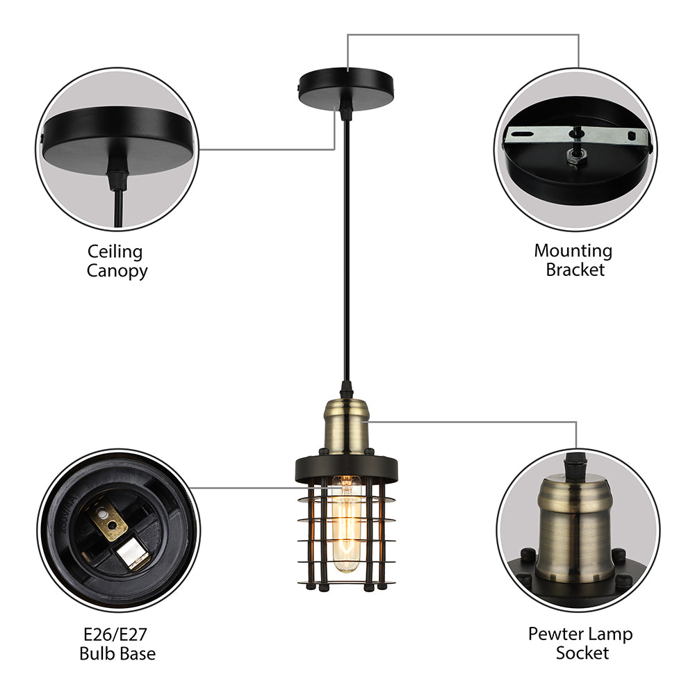 Iron Cylindrical Ceiling Fixture Retro Industrial 1 Head Living Room Hanging Lamp with Wire Cage Shade in Copper/Aged Brass Clearhalo 'Art Deco Pendants' 'Cast Iron' 'Ceiling Lights' 'Ceramic' 'Crystal' 'Industrial Pendants' 'Industrial' 'Metal' 'Middle Century Pendants' 'Pendant Lights' 'Pendants' 'Tiffany' Lighting' 5069