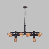 10 Bulbs Iron Ceiling Chandelier Vintage Black Radial Pipe Living Room Suspended Pendant Light Clearhalo 'Cast Iron' 'Ceiling Lights' 'Chandeliers' 'Industrial Chandeliers' 'Industrial' 'Metal' 'Middle Century Chandeliers' 'Rustic Chandeliers' 'Tiffany' Lighting' 510732