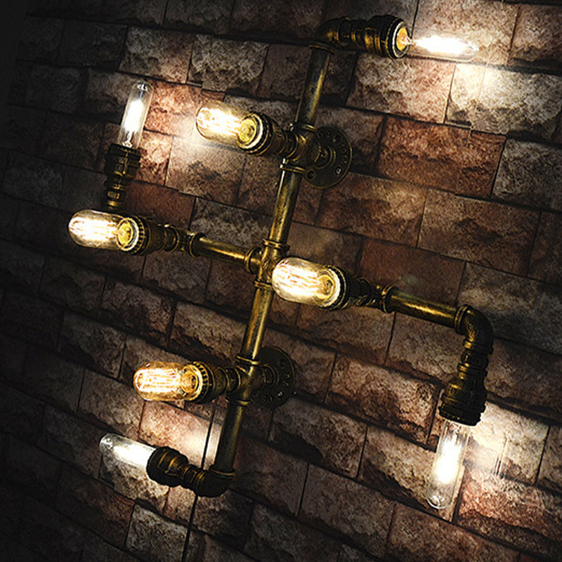 Iron Crossing Wall Mount Lamp Vintage 4 Lights Coffee Shop Wall Sconce Light in Bronze Clearhalo 'Art deco wall lights' 'Cast Iron' 'Glass' 'Industrial wall lights' 'Industrial' 'Middle century wall lights' 'Modern' 'Rustic wall lights' 'Tiffany' 'Traditional wall lights' 'Wall Lamps & Sconces' 'Wall Lights' Lighting' 510812