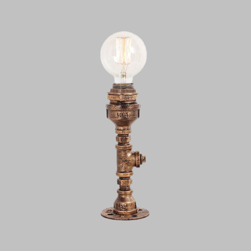 Silver/Brass 1 Bulb Desk Lamp Vintage Metallic Pipe Table Light with Ball Clear Glass Shade Clearhalo 'Lamps' 'Table Lamps' Lighting' 510859