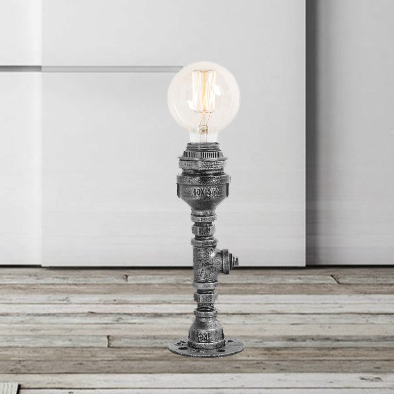 Silver/Brass 1 Bulb Desk Lamp Vintage Metallic Pipe Table Light with Ball Clear Glass Shade Silver Clearhalo 'Lamps' 'Table Lamps' Lighting' 510861