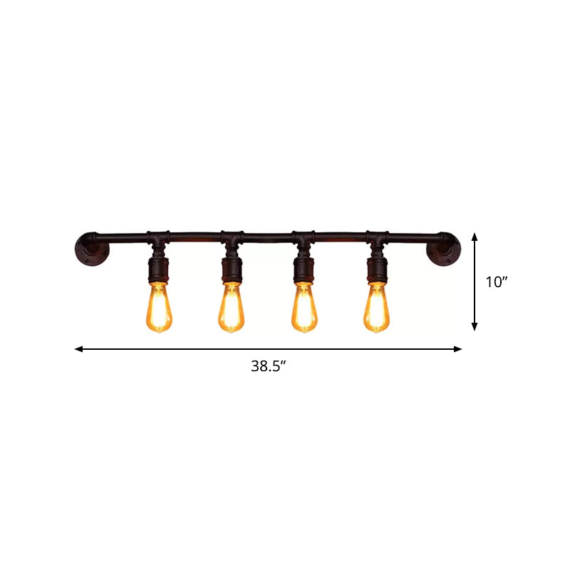 2/4 Lights Linear Wall Light Fixture Vintage Black Finish Metallic Wall Sconce Lamp for Bar Clearhalo 'Art deco wall lights' 'Cast Iron' 'Glass' 'Industrial wall lights' 'Industrial' 'Middle century wall lights' 'Modern' 'Rustic wall lights' 'Tiffany' 'Traditional wall lights' 'Wall Lamps & Sconces' 'Wall Lights' Lighting' 510872