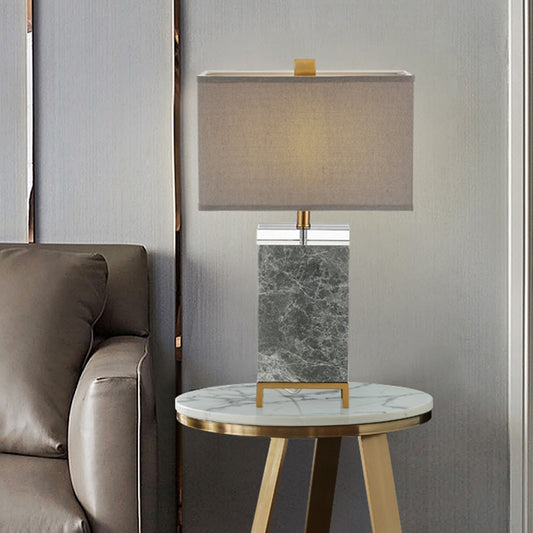 Rectangular Nightstand Lamp Contemporary Fabric 1 Bulb Reading Book Light in Grey Grey Clearhalo 'Lamps' 'Table Lamps' Lighting' 511238