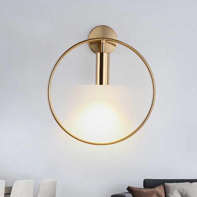 11"/15" H Metal Gold Wall Mount Lighting Round 1 Bulb Vintage Flush Wall Sconce in Warm/White/Natural Light Clearhalo 'Wall Lamps & Sconces' 'Wall Lights' Lighting' 511347